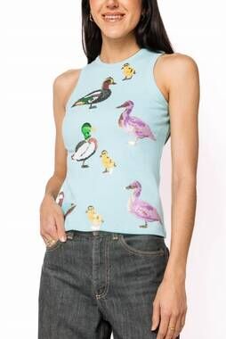 NEW QUEEN OF SPARKLES sequin duck tank top in aqua